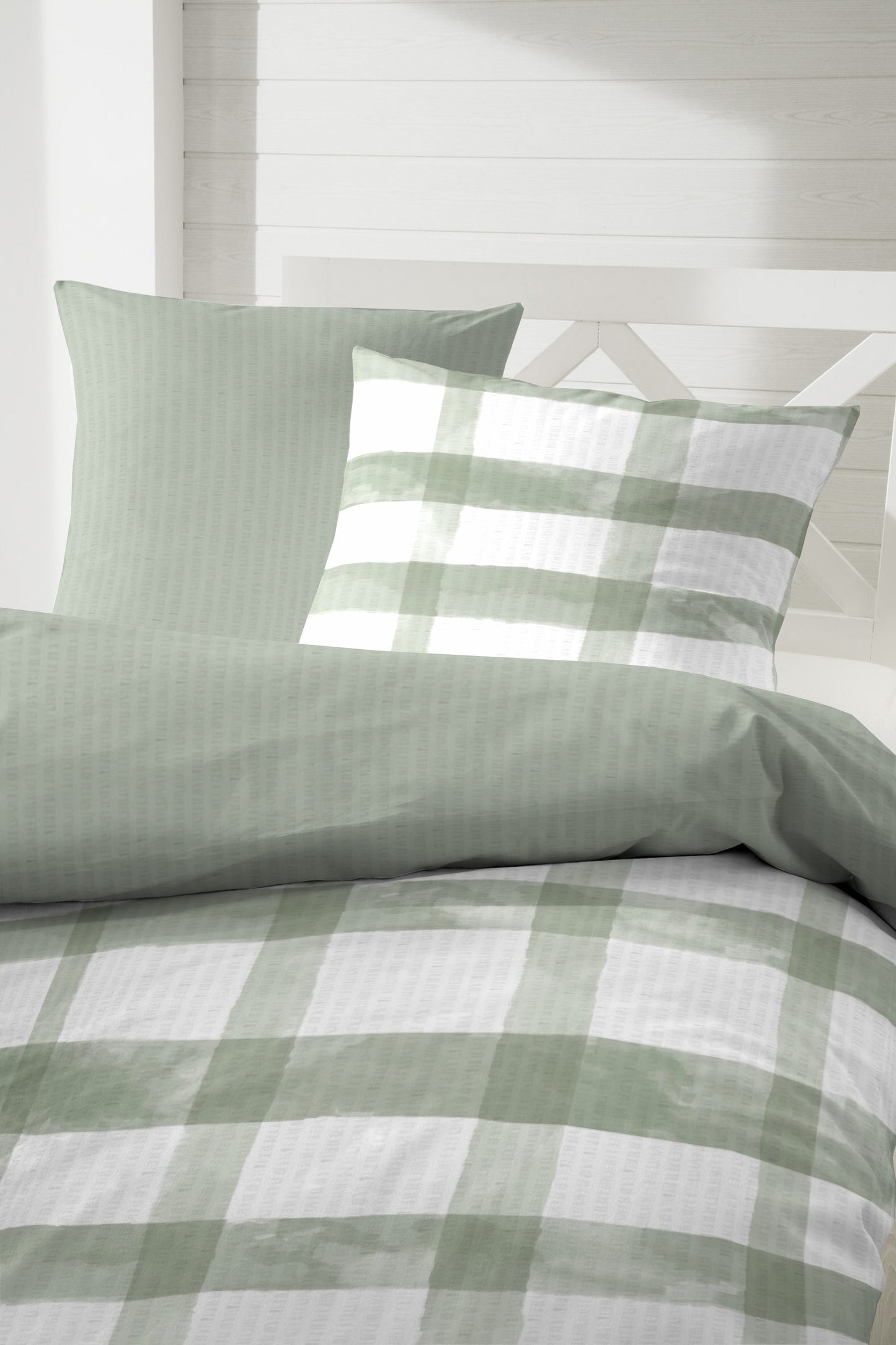 Seersucker Bettwäsche grün Bettbezug Sommer
